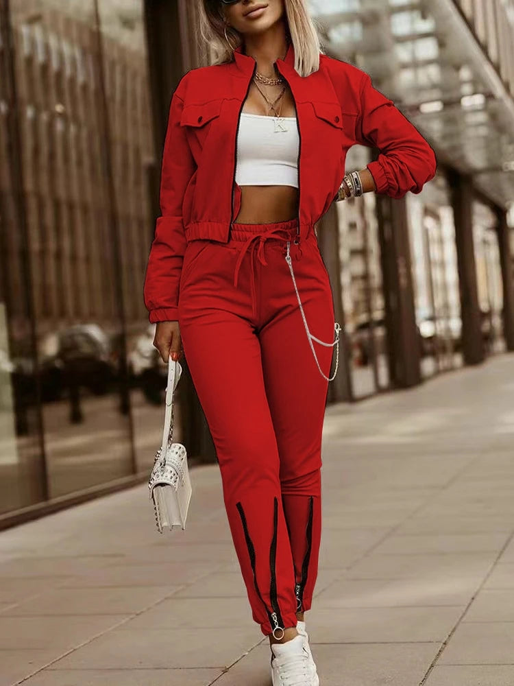 2 Piece Women Set New Arrival Winter Autumn Matching Sets Solid Color Two Pieces Sets Top and Pants Suits Outfits Clothing