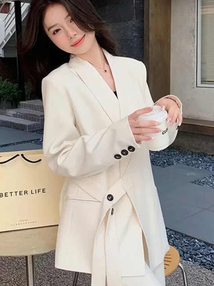 Elegant Women's 2-Piece Blazer Set for Spring/Autumn - Stylish Office Wear and Matching Outfits